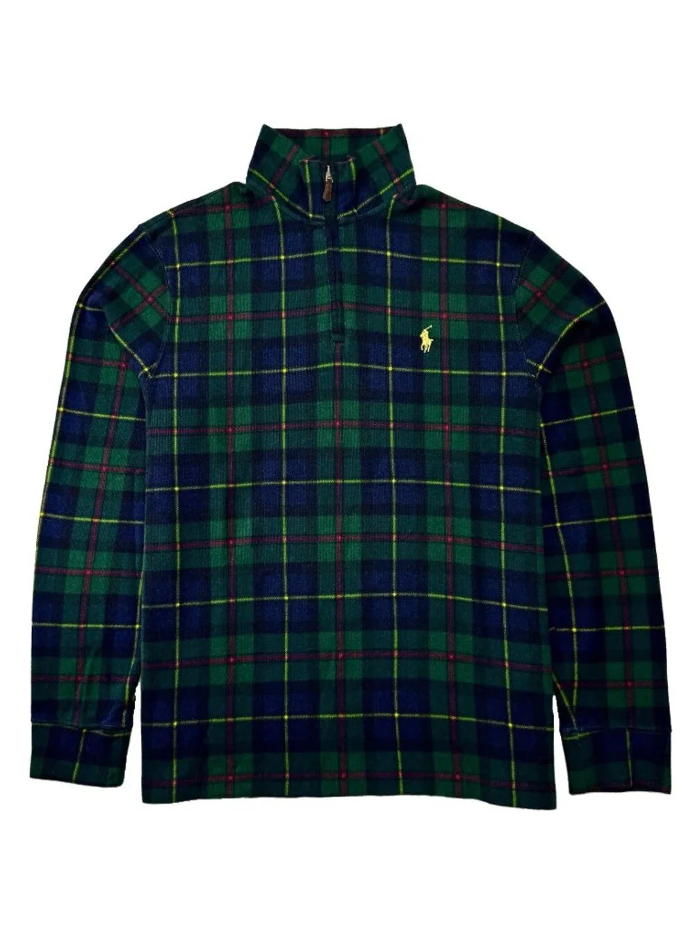 Polo Ralph Lauren Tartan Estate-Rib Pullover Sweater Men’s Small 1/4 Zip Plaid